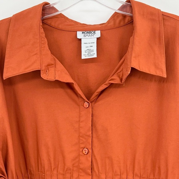 Monroe & Main Orange Pintuck Lace Sleeve Button Down Shirt 20W - Picture 3 of 7